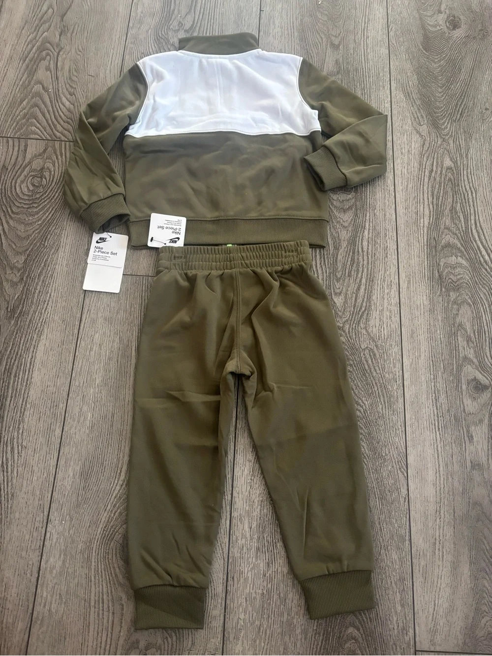 Nike Kids Olive Green Track Set with White Chest Panel